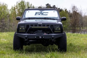 LED Light Bar - Rough Country - Single Row, Cool White DRL - Black
